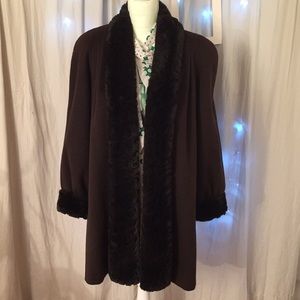 Alorna by Super Fina Wool & Faux Fur Swing Coat XL